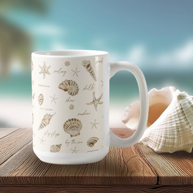 Mug Coques Starfish Sun Fun Texte Sandstone ID918 (Créateur téléchargé)