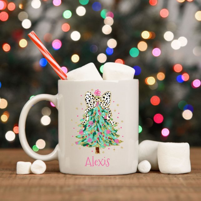Mug Coquette Arbre de Noël Preppy Holiday Bow (Créateur téléchargé)