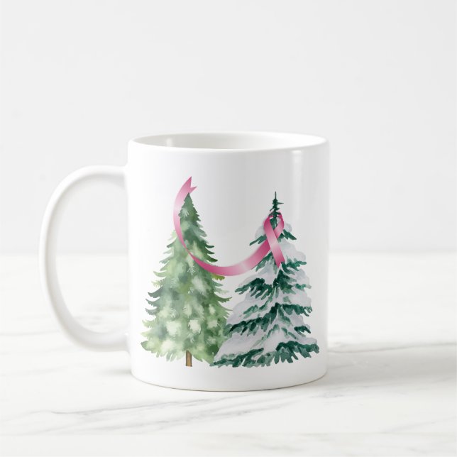 Mug Coquette Arbre de Noël, Sensibilisation au cancer  (Gauche)