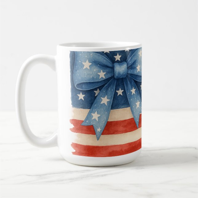 Mug Coquette Bow American Flag 4 juillet (Gauche)