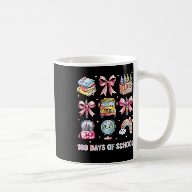 Mug Coquette Bow Enseignant Étudiant 100 Jours D'École (Droite)