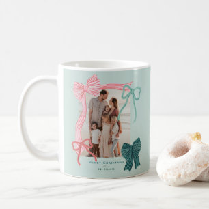 Mug Coquette Bows 2 Photos Green Christmas Holiday