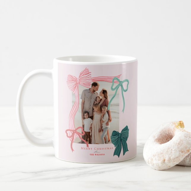 Mug Coquette Bows 2 Photos Pink Noël Holiday (Avec donut)