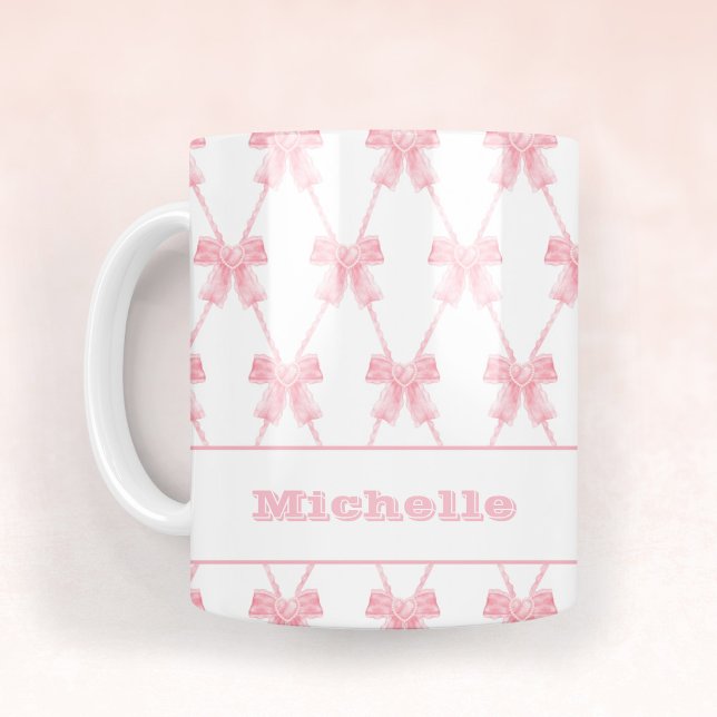 Mug Coquette branchée Bridesmaid Pink Bow (Trendy Coquette Pink Bow Coffee Mug)