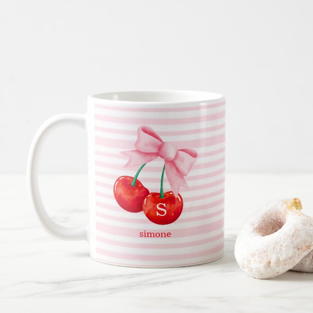 Mug Coquette cerise avec cou rose (Avec donut)