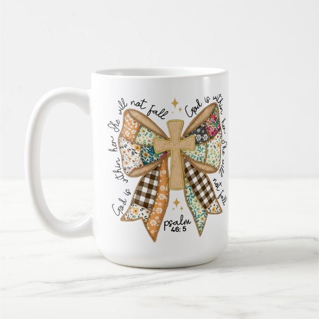 Mug Coquette chrétienne rustique Dieu est en elle (Gauche)