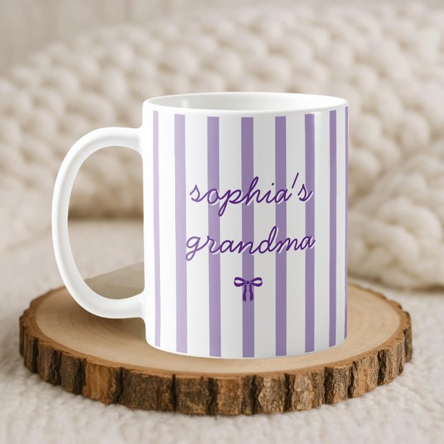 Mug Coquette rayée personnalisée Grand-mère (Créateur téléchargé)
