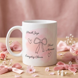Mug Coquette Rose Aquarelle Personnalisé