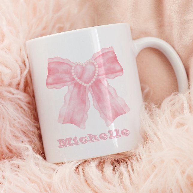 Mug Coquette Rose Bow Girl (Coquette Pink Bow Girly Mug)