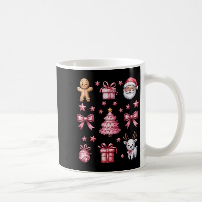 Mug Coquette rose Bow Noël Arbre pain d'épices (Droite)