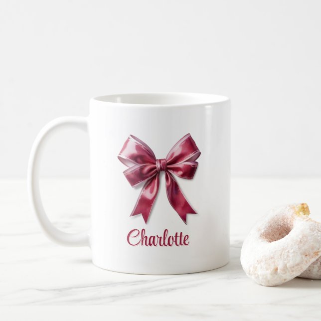 Mug Coquette Rose Fille Branchée à l'Arc Rose (Avec donut)