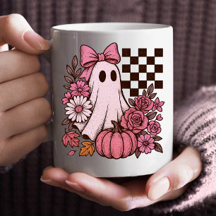 Mug Coquette rose rétro Fille fantôme avec Bow Hallowe
