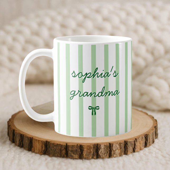 Mug Coquette sur mesure rayée grand-mère personnalisée (Créateur téléchargé)