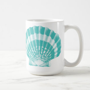 Mug Coquillage - aqua doux et blanc
