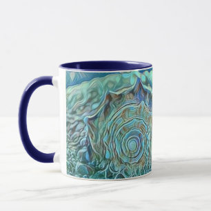 Mug Coquillage bleu dans la peinture marine moussante