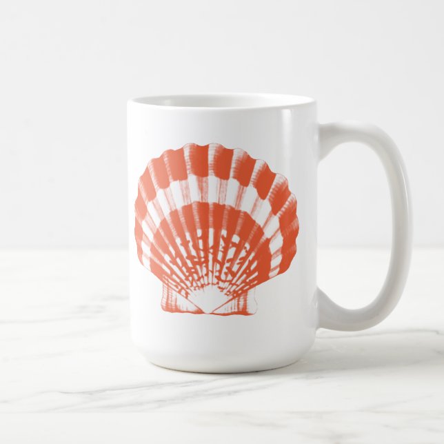 Mug Coquillage - corail orange et blanc (Droite)