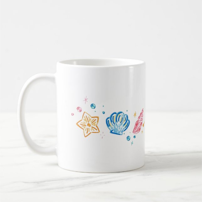 Mug Coquillage & Étoile de Mer Doodle – Conception d'E (Gauche)