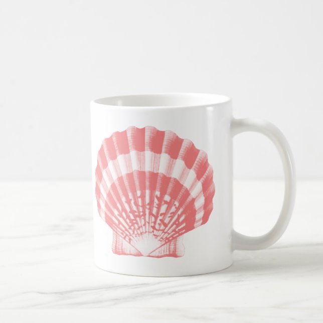 Mug Coquillage - rose corail et blanc (Droite)