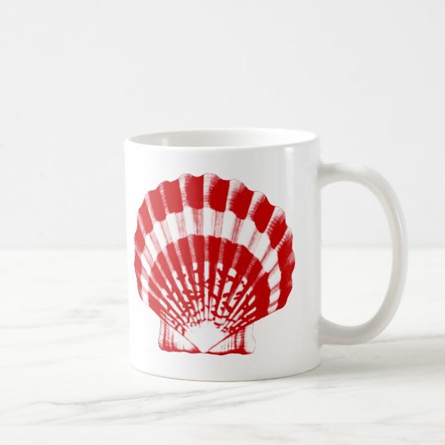 Mug Coquillage - rouge profond et blanc (Droite)
