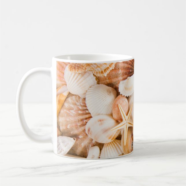 Mug Coquillages arrière - plan : thème marin. (Gauche)