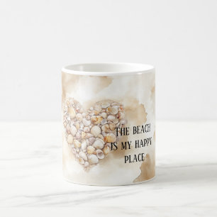 Mug Coquillages Cœur Plage Endroit Heureux
