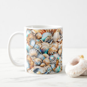 Mug Coquillages collage iridescente marine chic côtier