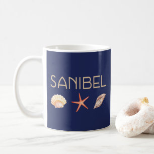 Mug Coquillages de l'île de Sanibel bleu