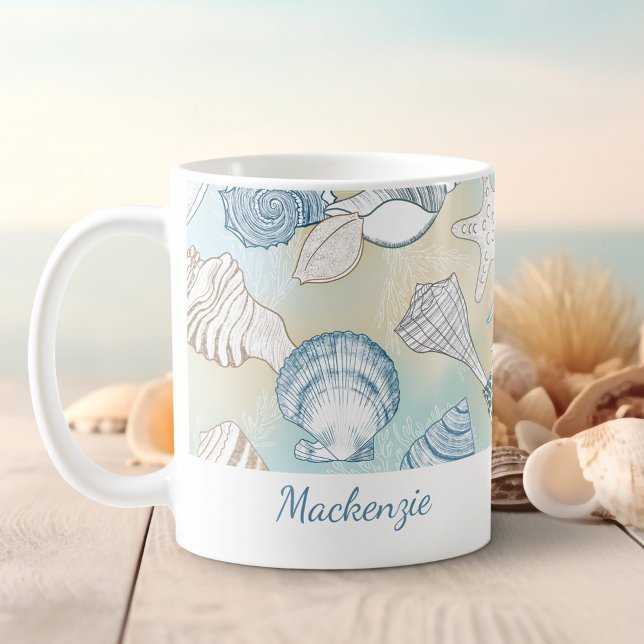 Mug Coquillages de plage personnalisés (Créateur téléchargé)