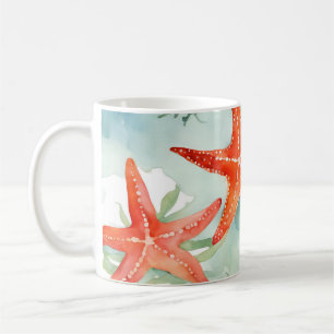 Mug Coquillages d'étoiles de mer orange