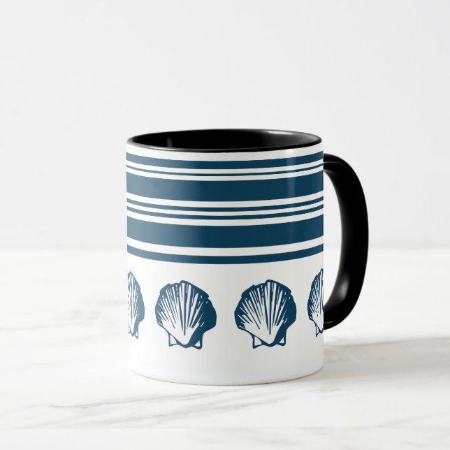 Mug Coquillages et rayures (Devant droit)