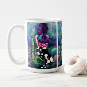 Mug Coquillages marins sarcelle nautiques abstraits fa