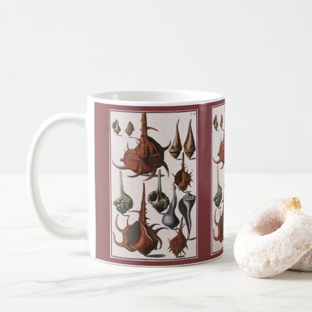 Mug Coquillages vintages, Coquillages océaniques Marin (Avec donut)