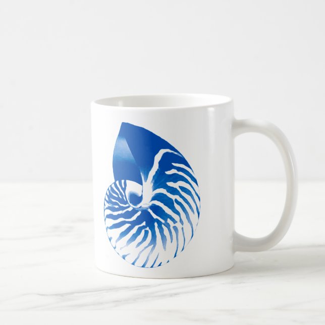 Mug Coquille de nautile - bleu cobalt et blanc (Droite)