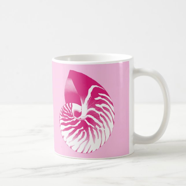 Mug Coquille de Nautilus - fuchsia rose et blanc (Droite)