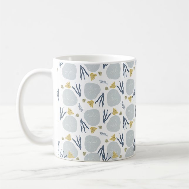 Mug Coquilles de Dollar de Sable Motif de Plage  (Gauche)