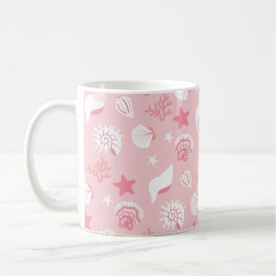 Mug Coquilles de mer roses pastel et motif sans coutur