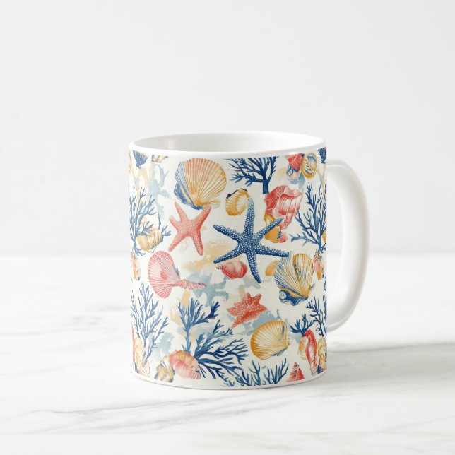 Mug Coquilles Océaniques Pastel avec de Déliates Ramea (Devant droit)