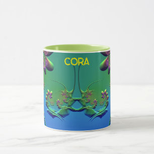 Mug CORA ~ GLOSSY 3D Zany bleu vert pourpre