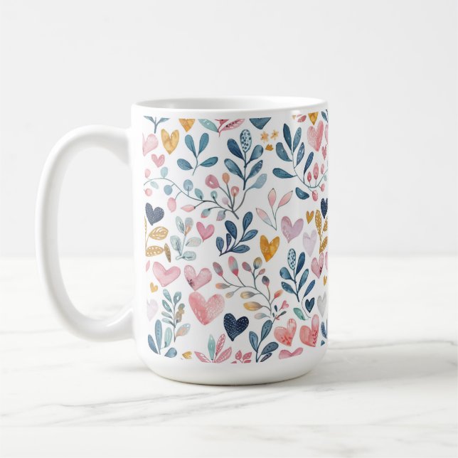 Mug Corações em aquarela (Gauche)