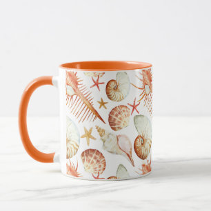 Mug Corail Avec Coquillages Et Crabes Motif