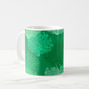 Mug Corail de ventilateur imprimé, nuances de Jade ver