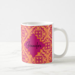 Mug Corail orange & Magenta Arabesque Graphisme maroca
