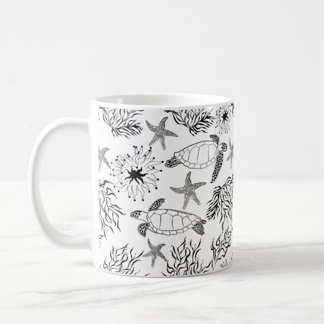 Mug Corail plante, tortue marine (Gauche)