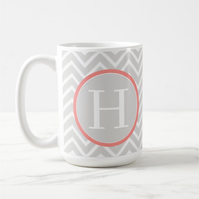 Mug Coral Chevron Monogramme (Gauche)