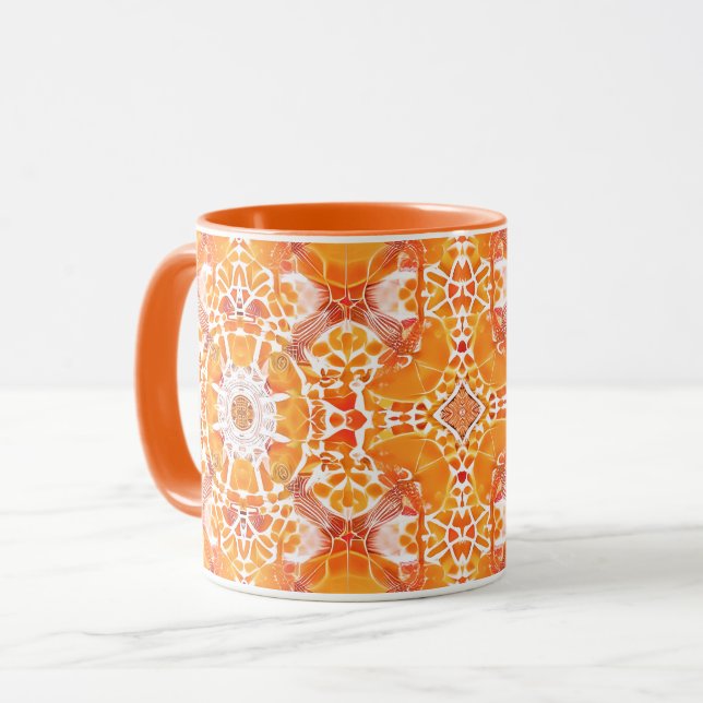 Mug Coral Orange et crème Batik Motif (Devant gauche)