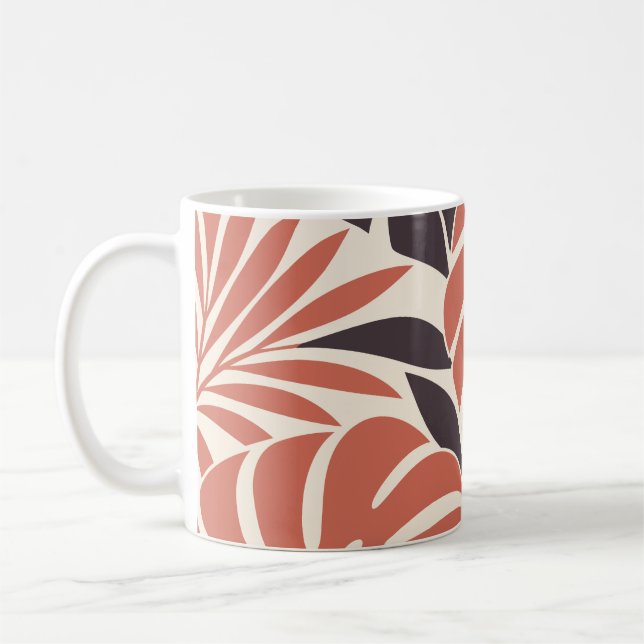 Mug Coral Plum Tropical Leaf Silhouette (Gauche)
