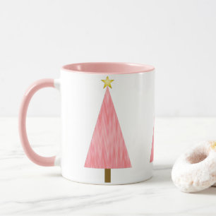Mug Coral rose Ombre Rétro Arbre de Noël moderne