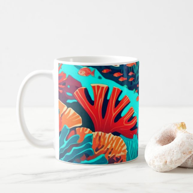 Mug Coraux rouges et oranges (Avec donut)