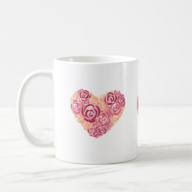 Mug Corazon de flores en acuarela (Gauche)