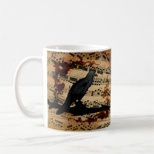Mug Corbeau avec notes de musique en style rustique vi